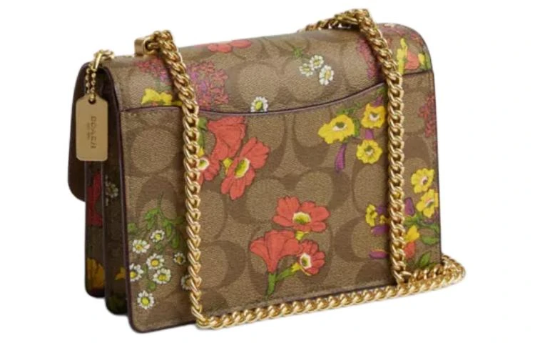 商品[国内直发] Coach|蔻驰 Klare 17 花卉印花标志性 帆布 单肩斜挎包 小号 女款 金色拼卡其色多色,价格¥2120,第3张图片详细描述