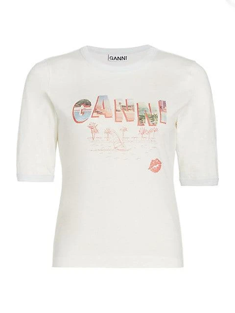 商品Ganni|Printed Cotton Jersey T-Shirt,价格¥335,第1张图片