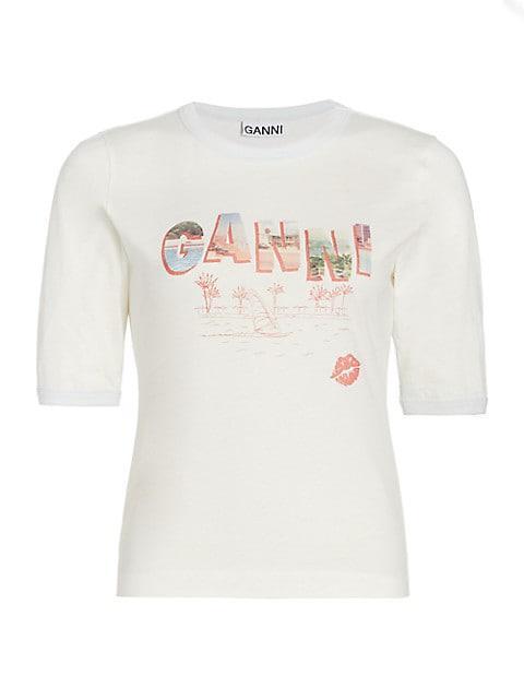 商品Ganni|Printed Cotton Jersey T-Shirt,价格¥476,第1张图片
