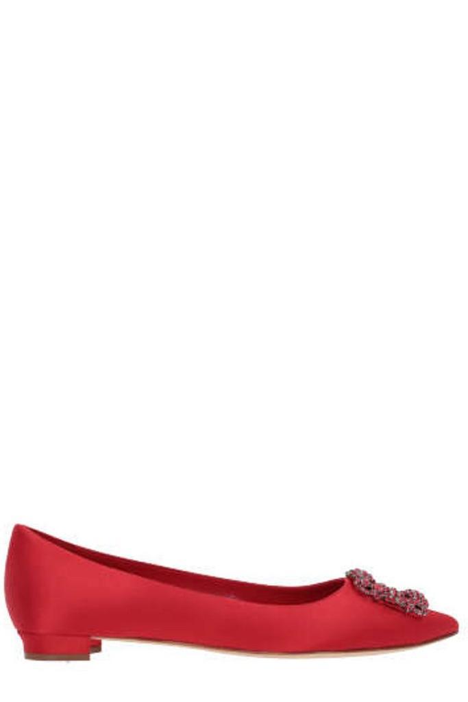商品Manolo Blahnik|Manolo Blahnik Hangisi Buckle Embellished Flat Shoes,价格¥6639,第1张图片