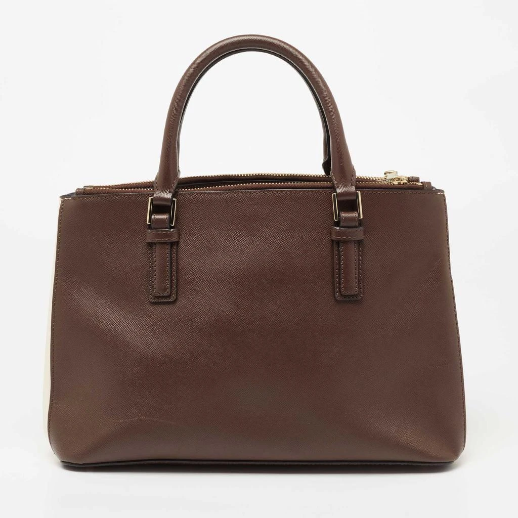 商品[二手商品] Tory Burch|Tory Burch Dark Brown/White Saffiano Leather Robinson Double Zip Tote,价格¥1023,第4张图片详细描述