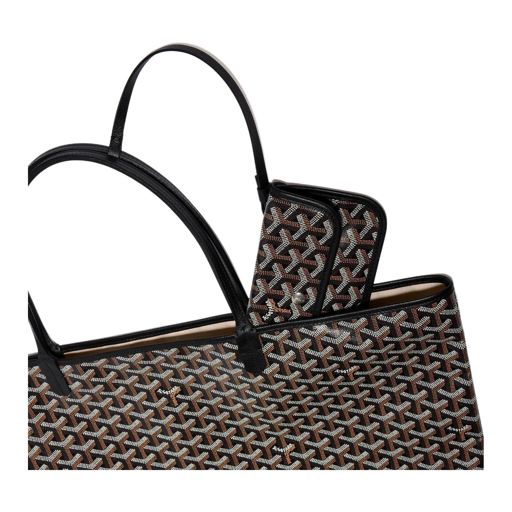 商品[国内直发] Goyard|戈雅 Saint Louis Y字老花满印皮革手柄 帆布棉麻牛皮 子母包托特包 单肩包手提包 大号 男女同款情侣款 11色可选,价格¥15816,第5张图片详细描述