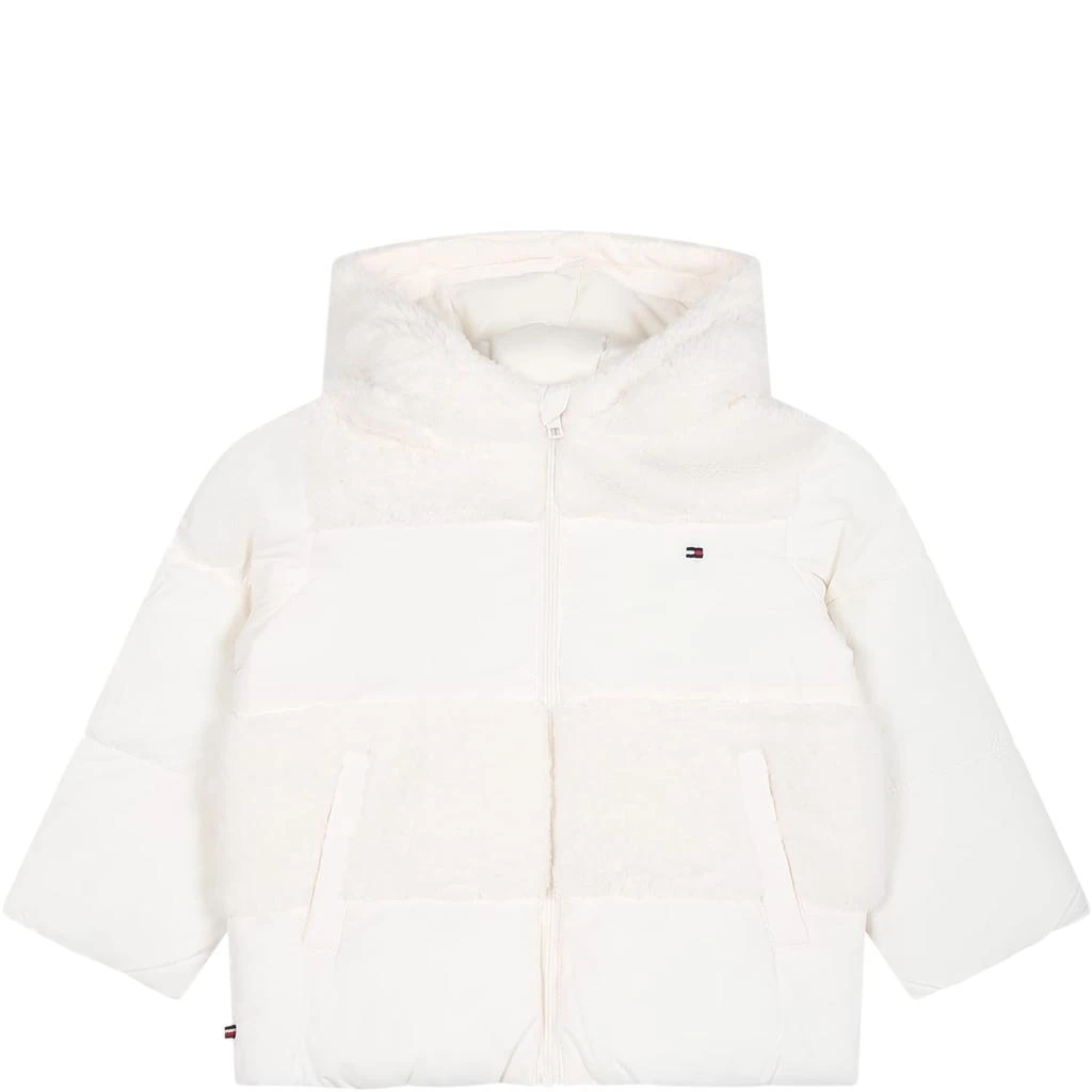 商品Tommy Hilfiger|Ivory Jacket For Baby Kids With Iconic Flag,价格¥1186,第1张图片