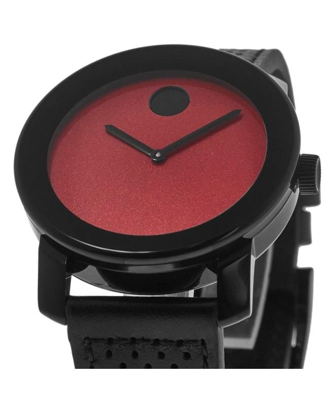 商品Movado|Movado Bold TR90 Red Dial Leather Strap Men's Watch 3600762,价格¥2023,第2张图片详细描述