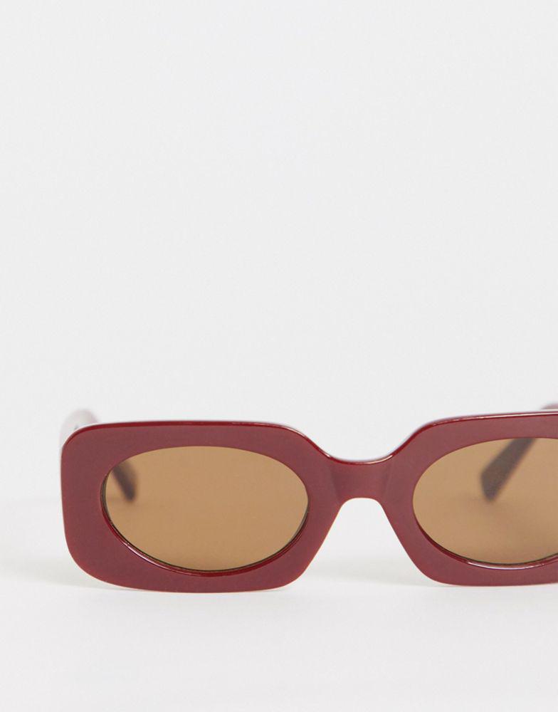 ASOS DESIGN mid square sunglasses in red with tonal lens商品第2张图片规格展示