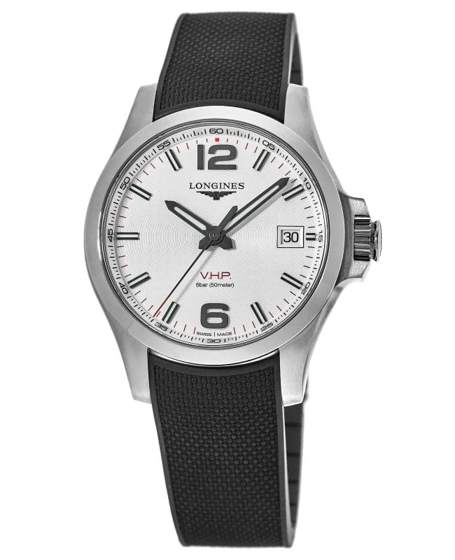 商品[二手商品] Longines|Longines Conquest V.H.P. 41mm Silver Dial Black Rubber Strap Men's Watch L3.716.4.76.9-PO,价格¥4633,第1张图片