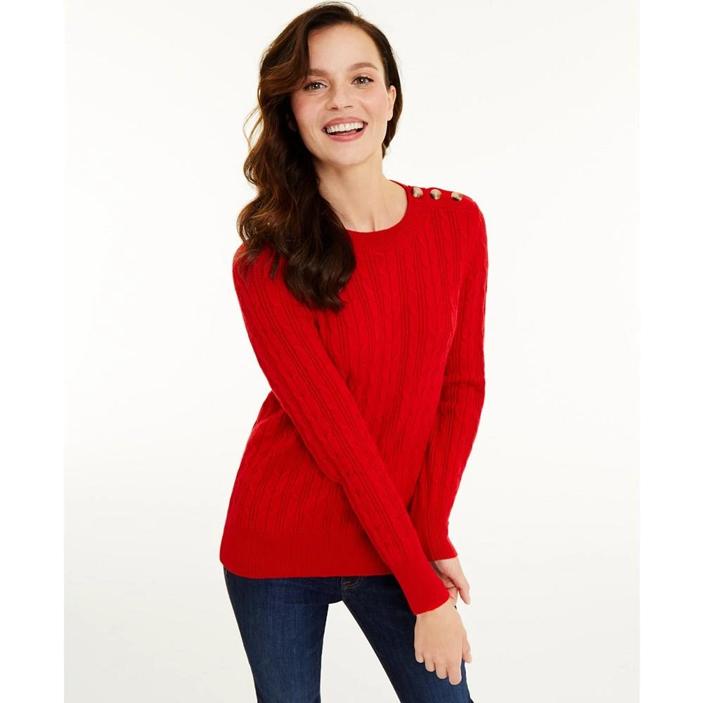 商品Charter Club|Petite Cable-Knit Sweater, Created for Macy's,价格¥80,第2张图片详细描述