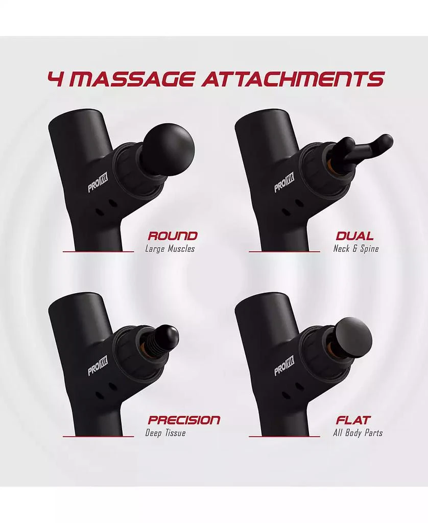 PROfit Percussion Muscle Massage Gun, Rechargeable Deep Tissue Full-Body Massager with Multiple Attachments 商品