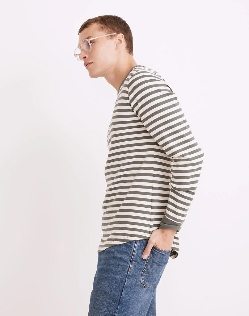 商品Madewell|Ribbed Long-Sleeve Relaxed Tee in Stripe,价格¥378,第2张图片详细描述