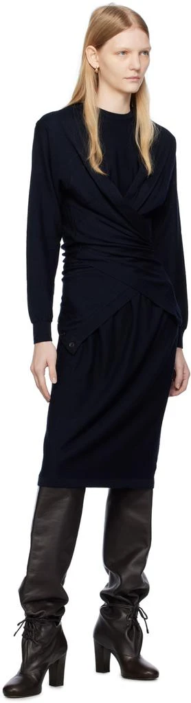 商品Lemaire|Navy Trompe L'Œil Midi Dress,价格¥2127,第4张图片详细描述