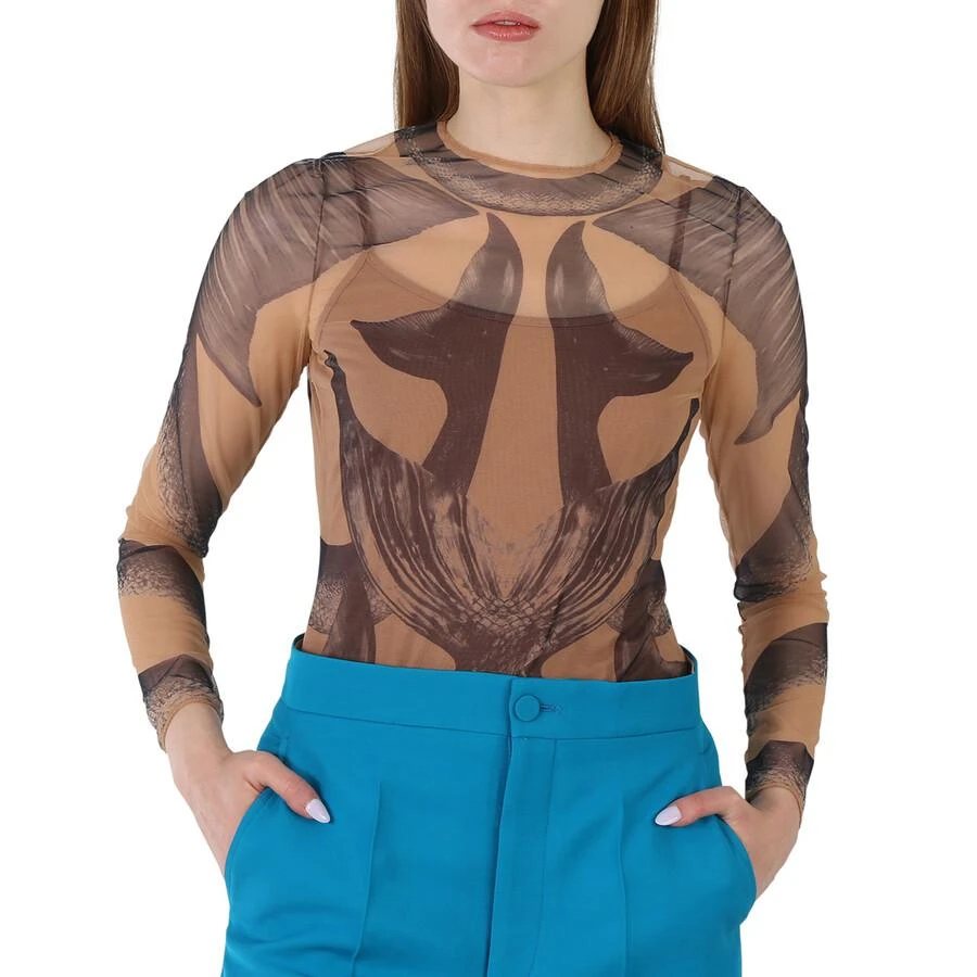 商品Burberry|Ladies Mermaid Tail-Print Tulle Long Sleeve Bodysuit,价格¥1094,第1张图片