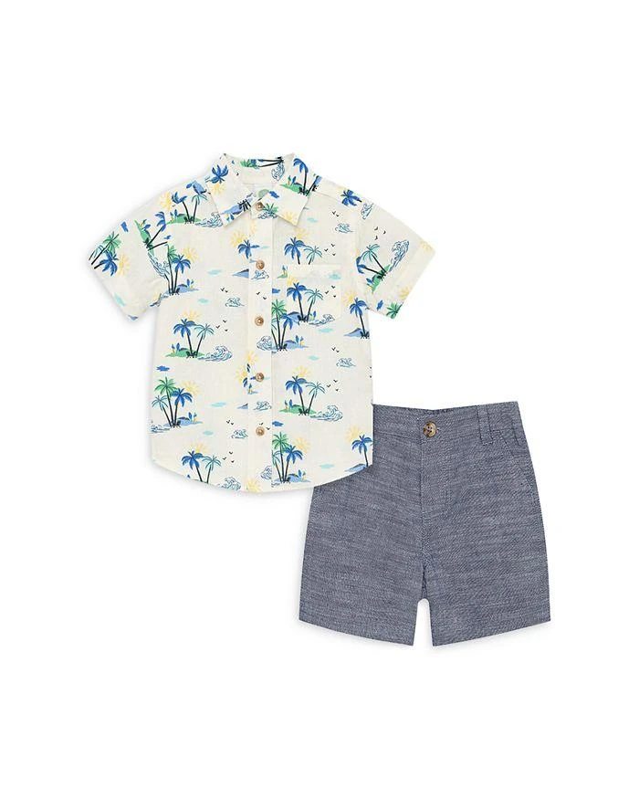 商品Little Me|Boys' Tropical Print Button Down Shirt & Solid Shorts Set - Baby,价格¥221,第1张图片详细描述