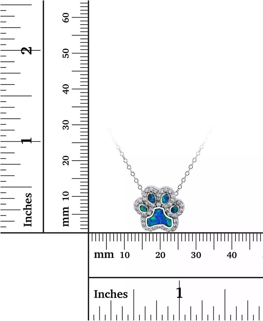 商品Macy's|Lab-Grown Blue Opal & Cubic Zirconia Paw 18" Pendant Necklace in Sterling Silver,价格¥150,第3张图片详细描述