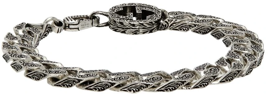 商品Gucci|Silver Interlocking G Bracelet,价格¥5183,第1张图片