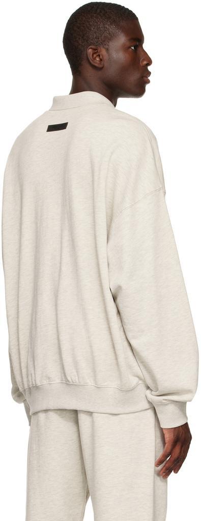 商品Essentials|灰白色棉质长袖 Polo 衫,价格¥536,第5张图片详细描述