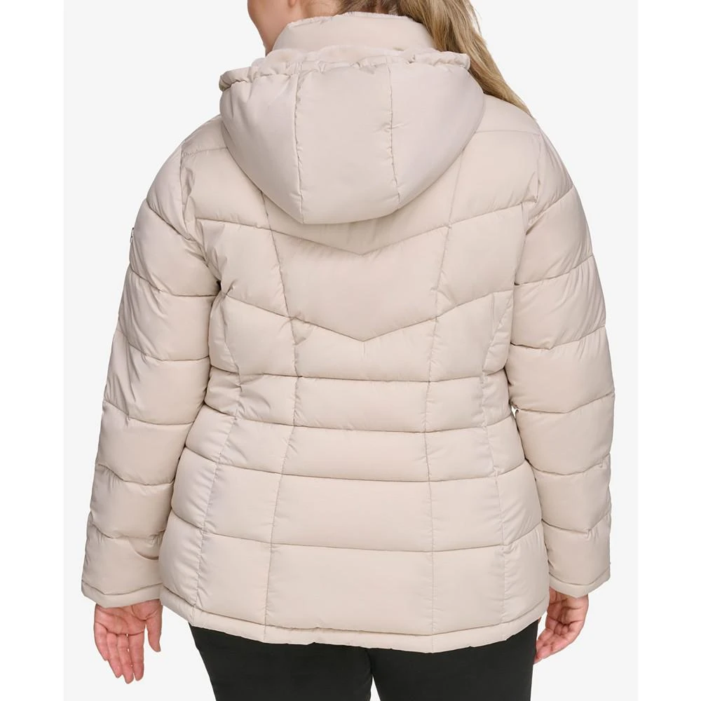 商品Calvin Klein|Women's Plus Size Faux-Fur-Trim Hooded Puffer Coat, Created for Macy's,价格¥1390,第2张图片详细描述