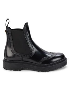 商品Versace|La Greca Leather Chelsea Boots,价格¥2887,第1张图片