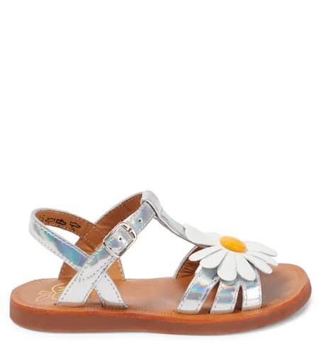 商品Pom d'Api|Plagette Big Flo metallic leather sandals,价格¥681,第4张图片详细描述