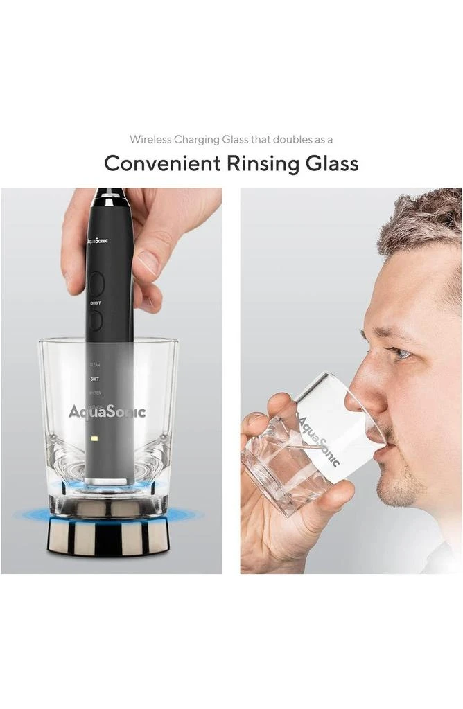 商品AquaSonic|Black Series+ - Ultra Whitening 40,000 VPM Rechargeable Electric Toothbrush - ADA Accepted - Wireless Charging Glass - 6 Proflex Brush Heads & Travel Case – 4 Modes & Smart Timer -Sonic,价格¥494,第3张图片详细描述
