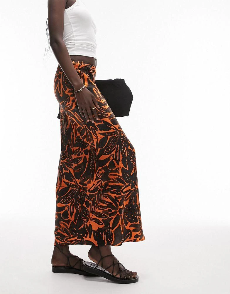 商品Topshop Tall|Topshop Tall tropical print maxi skirt in orange,价格¥188,第4张图片详细描述