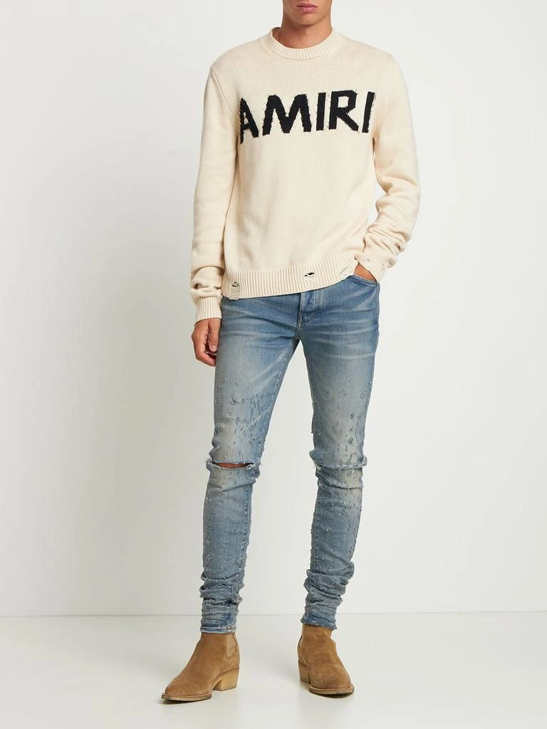 商品AMIRI|Logo Intarsia Cotton Blend Knit Sweater,价格¥7547,第1张图片详细描述