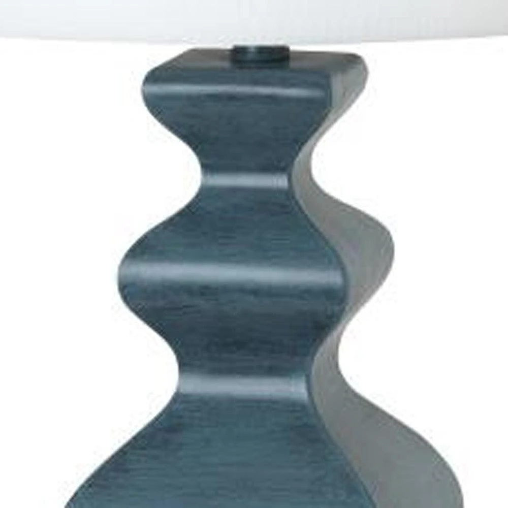 商品Homezia|Set Of Two 31" Distressed Teal Table Lamps With White Drum Shade,价格¥1933,第4张图片详细描述