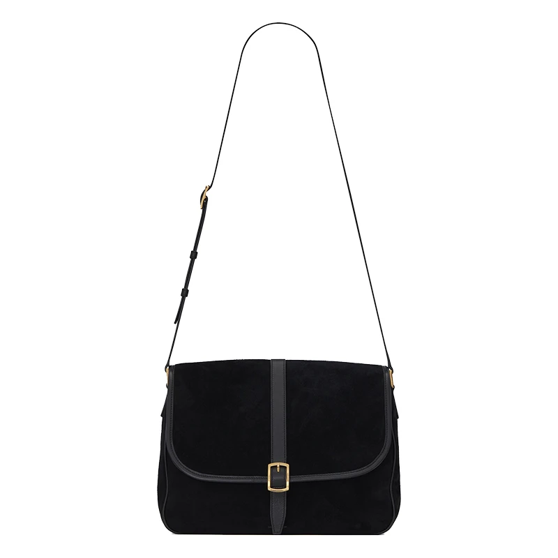 商品Yves Saint Laurent|SAINT LAURENT PARIS/圣罗兰 新款SORBONNE系列 黑色复古绒面革和皮革翻盖斜跨单肩包 6347910UDZW1000,价格¥13417,第1张图片