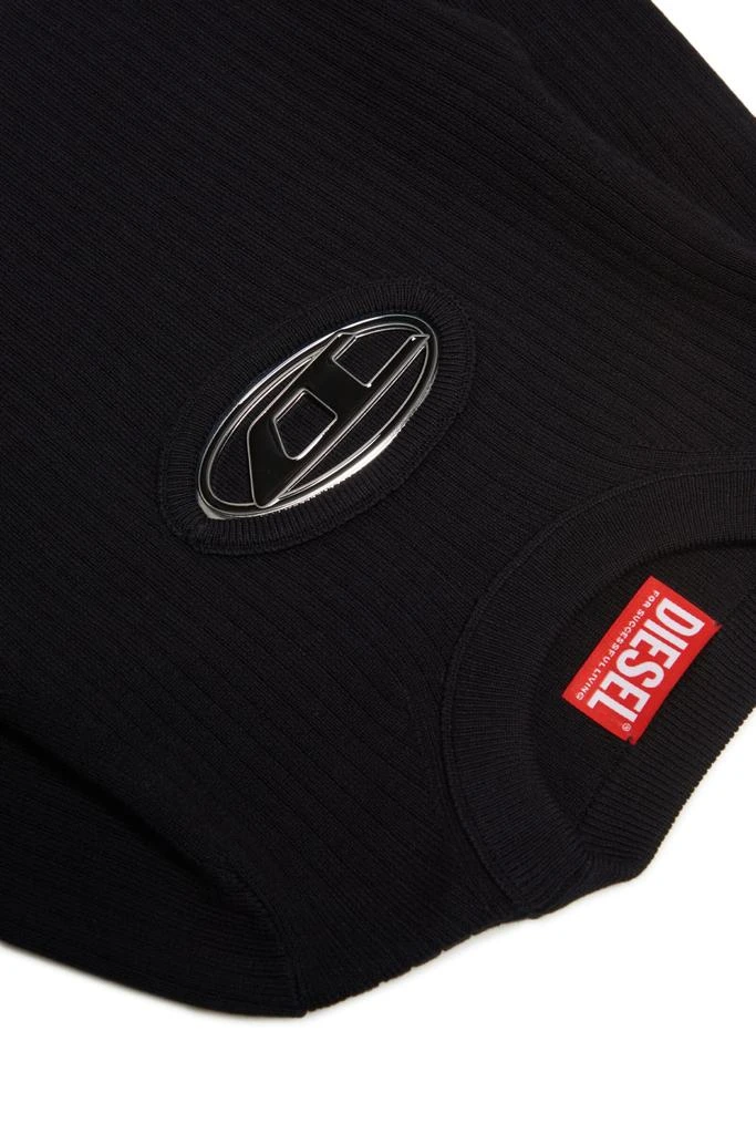 商品Diesel|Kjdesmoi Knitwear  Black Ribbed Sweater With Metal Logo,价格¥1016,第3张图片详细描述