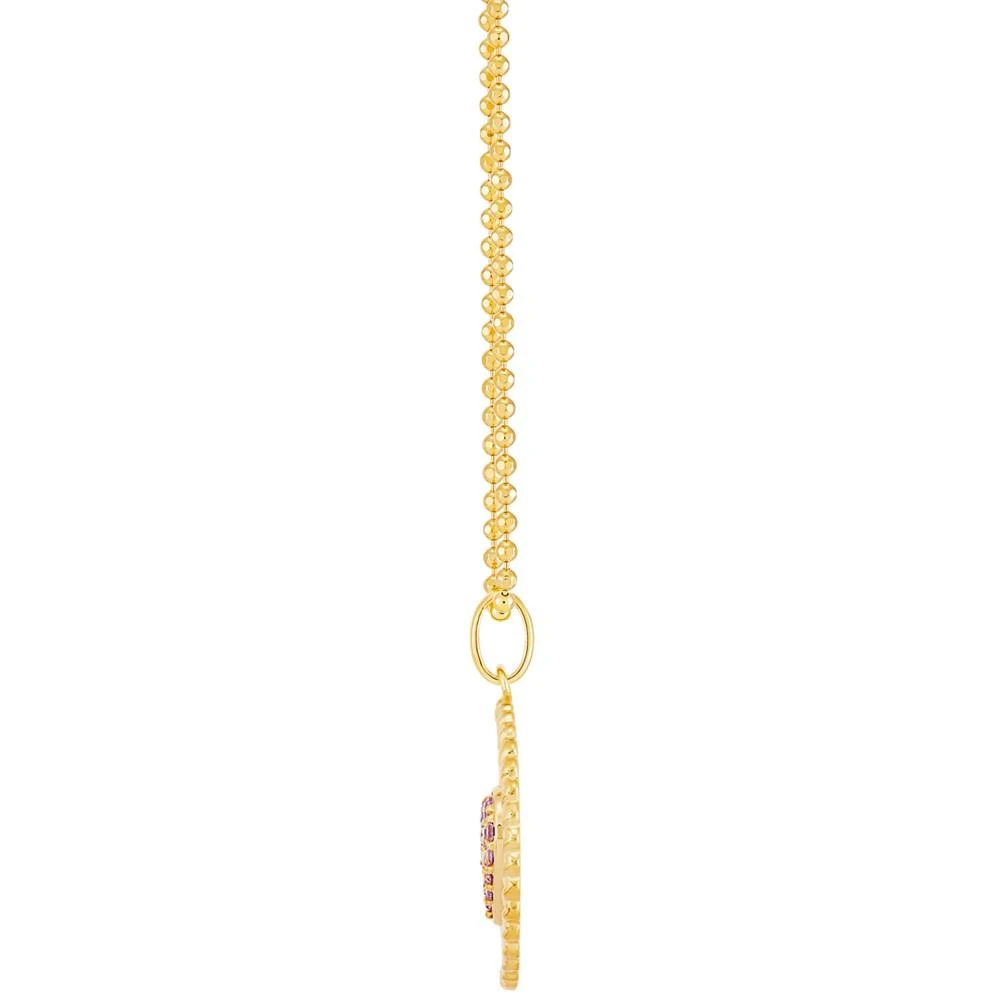 商品Macy's|Lab-Grown Pink Sapphire Heart Disc Pendant Necklace (1/5 ct. t.w.) in 14k Gold-Plated Sterling Silver, 16" + 4" extender,价格¥1039,第3张图片详细描述