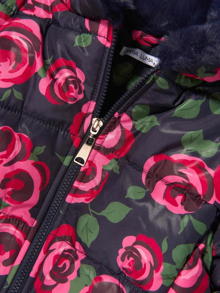 商品Mama Luma|Mama Luma Navy Girls Rose Print Puffer Jacket,价格¥1083,第3张图片详细描述