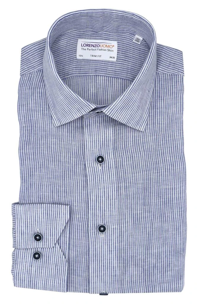 商品Lorenzo Uomo|Striped Linen Trim Fit Dress Shirt,价格¥414,第1张图片