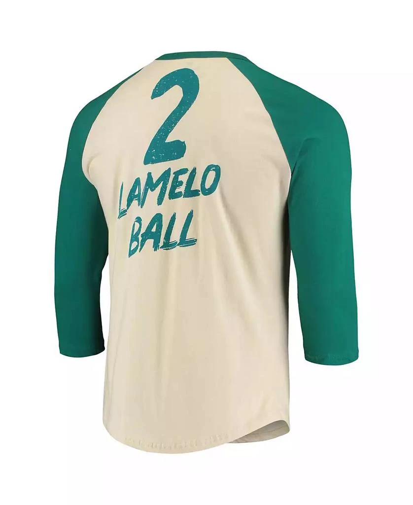 商品Fanatics|Men's LaMelo Ball Cream Charlotte Hornets NBA 3/4 Sleeve Raglan T-shirt,价格¥371,第3张图片详细描述
