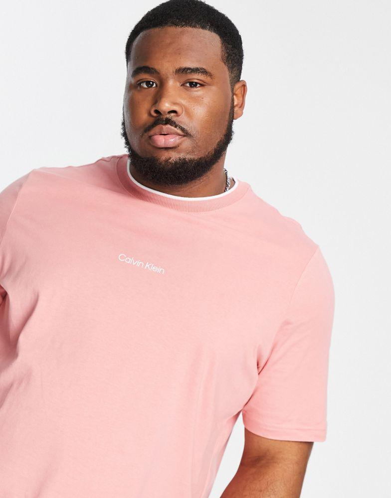 商品Calvin Klein|Calvin Klein Big & Tall center logo t-shirt in pink,价格¥403,第5张图片详细描述