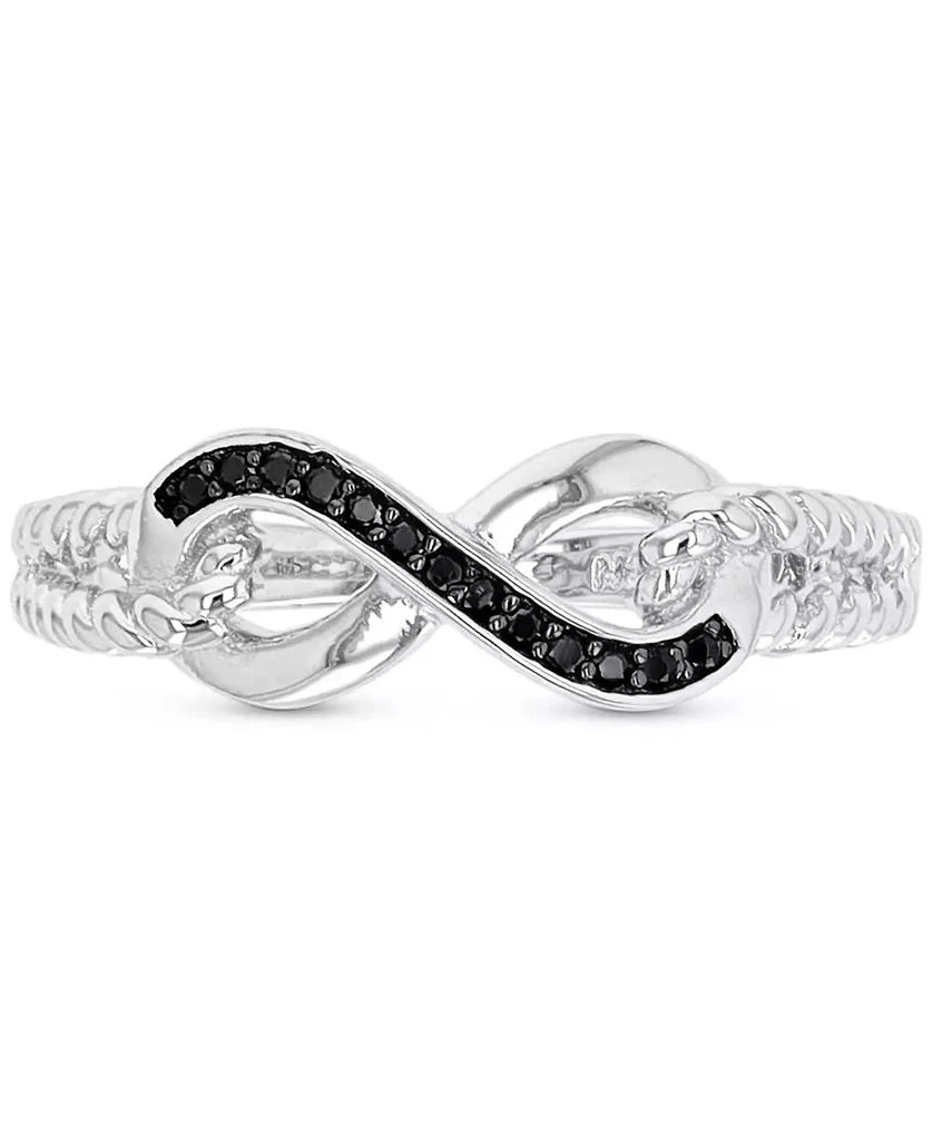 商品Macy's|Black Spinel Infinity Ring (1/10 ct. t.w.) in Sterling Silver & Black Rhodium-Plate,价格¥413,第1张图片