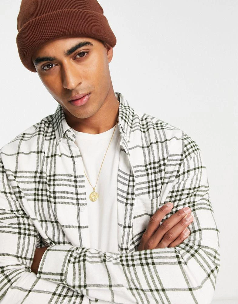 商品ASOS|ASOS DESIGN shirt in white and green check,价格¥116,第4张图片详细描述