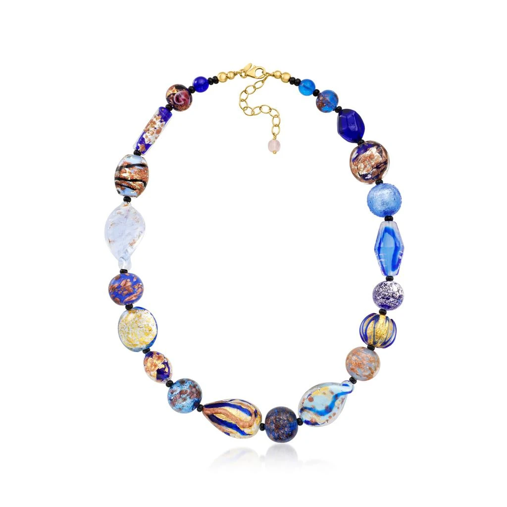 商品Ross-Simons|Ross-Simons Italian Blue Murano Glass Bead Necklace in 18kt Gold Over Sterling,价格¥1300,第3张图片详细描述
