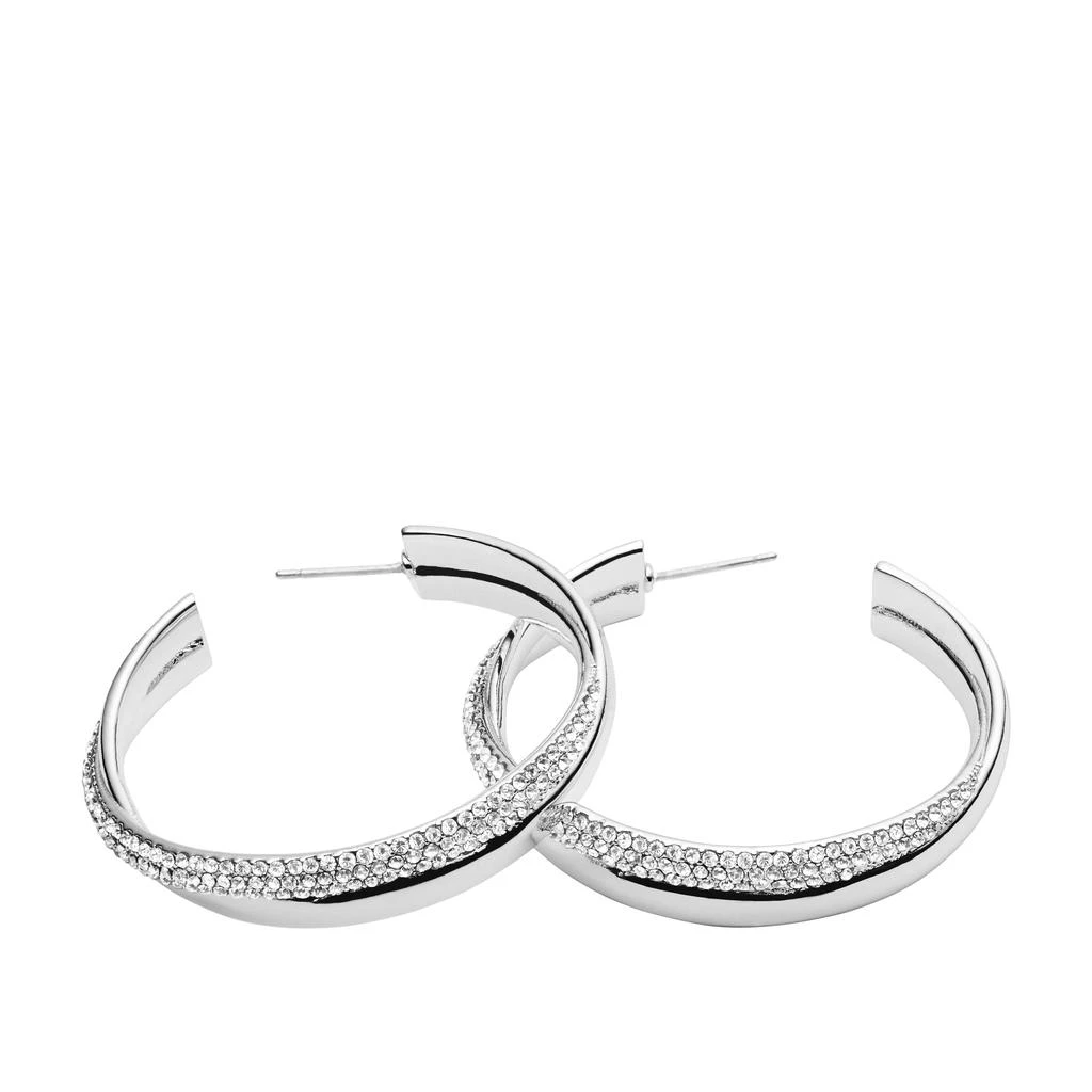 商品Fossil|Fossil Women's Silver Brass Hoop Earring,价格¥144,第2张图片详细描述