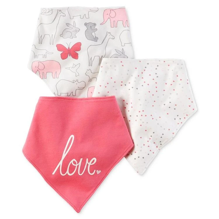 商品Carter's|3-Pk. Love Bandana Bibs, Baby Girls,价格¥75,第1张图片