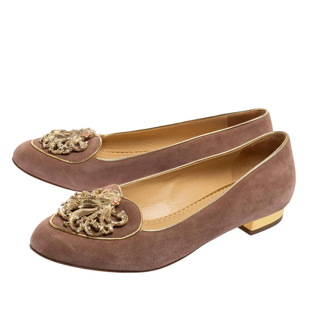 商品[二手商品] Charlotte Olympia|Charlotte Olympia Dusty Pink Suede Zodiac Virgo Ballet Flats Size 38,价格¥1052,第4张图片详细描述