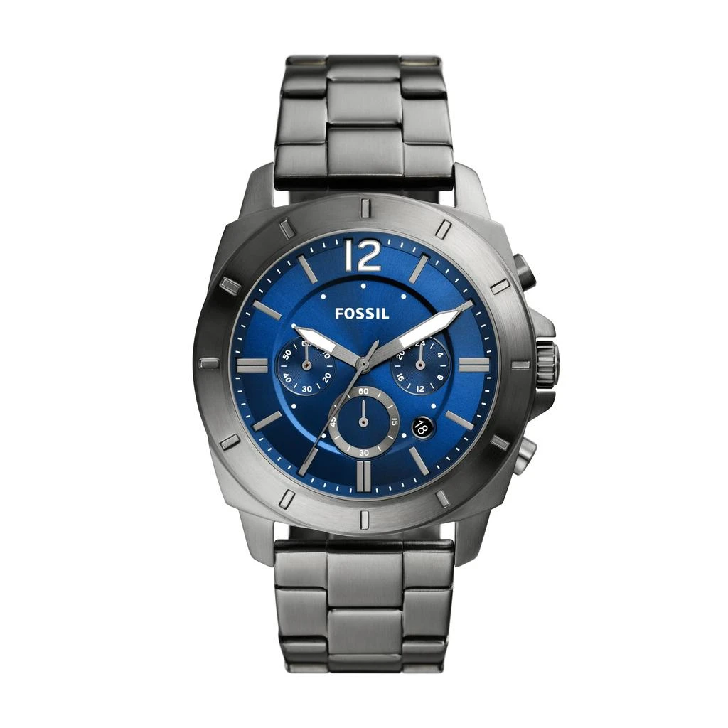 商品Fossil|Men's Privateer Chronograph, Smoke Stainless Steel Watch,价格¥418,第1张图片