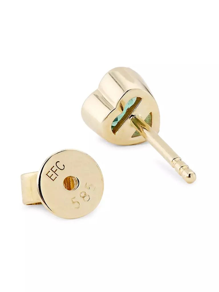 商品Effy|14K Yellow Gold & Emerald Heart Stud Earring,价格¥2340,第3张图片详细描述