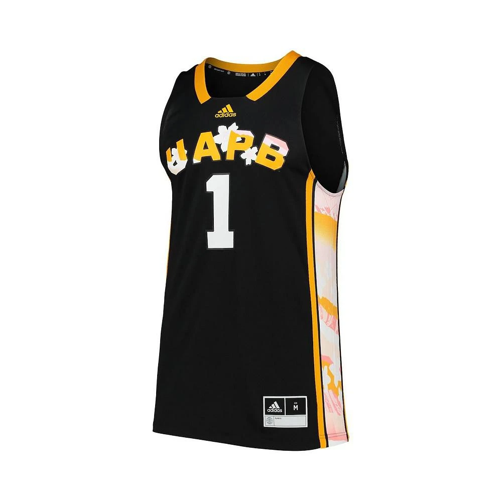 商品Adidas|Men's Black Arkansas Pine Bluff Golden Lions Honoring Black Excellence Replica Basketball Jersey,价格¥678,第2张图片详细描述