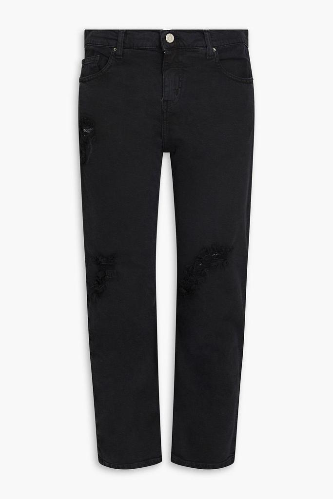 Cropped distressed mid-rise straight-leg jeans商品第1张图片规格展示
