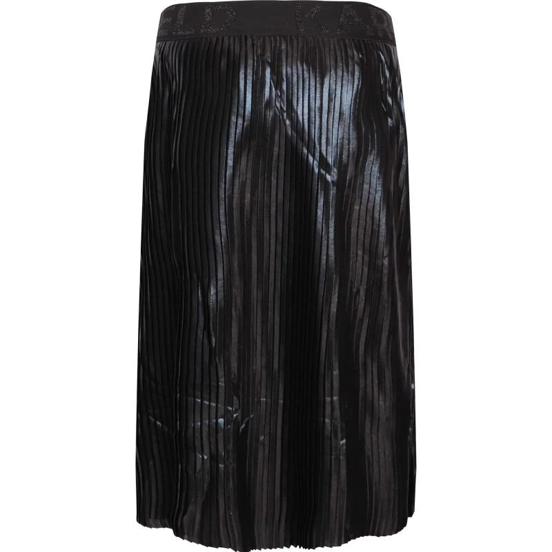 商品Karl Lagerfeld Paris|Branded elastic waist pleated midi skirt in black,价格¥799,第2张图片详细描述