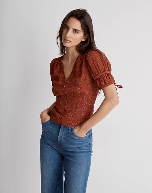 商品Madewell|Recycled Georgette Button-Front Top,价格¥702,第1张图片