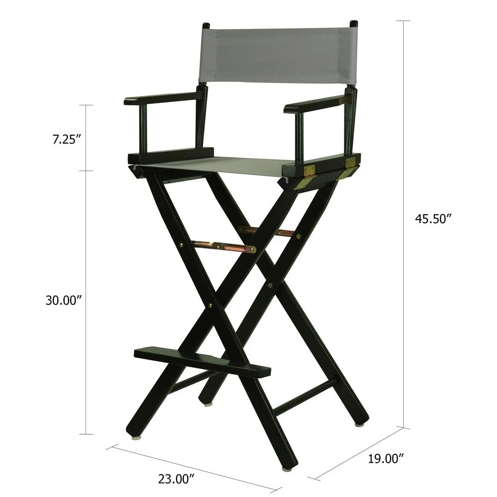 商品Casual Home|30" Director's Chair Black Frame-Gray Canvas,价格¥983,第5张图片详细描述