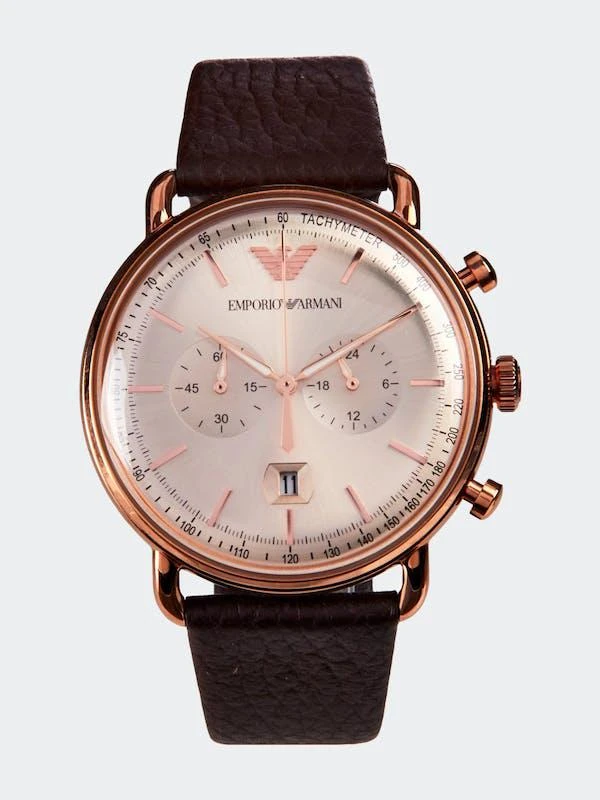 商品Emporio Armani|Men's Aviator AR11106 Rose-Gold Leather Japanese Quartz Dress Watch,价格¥1336,第1张图片