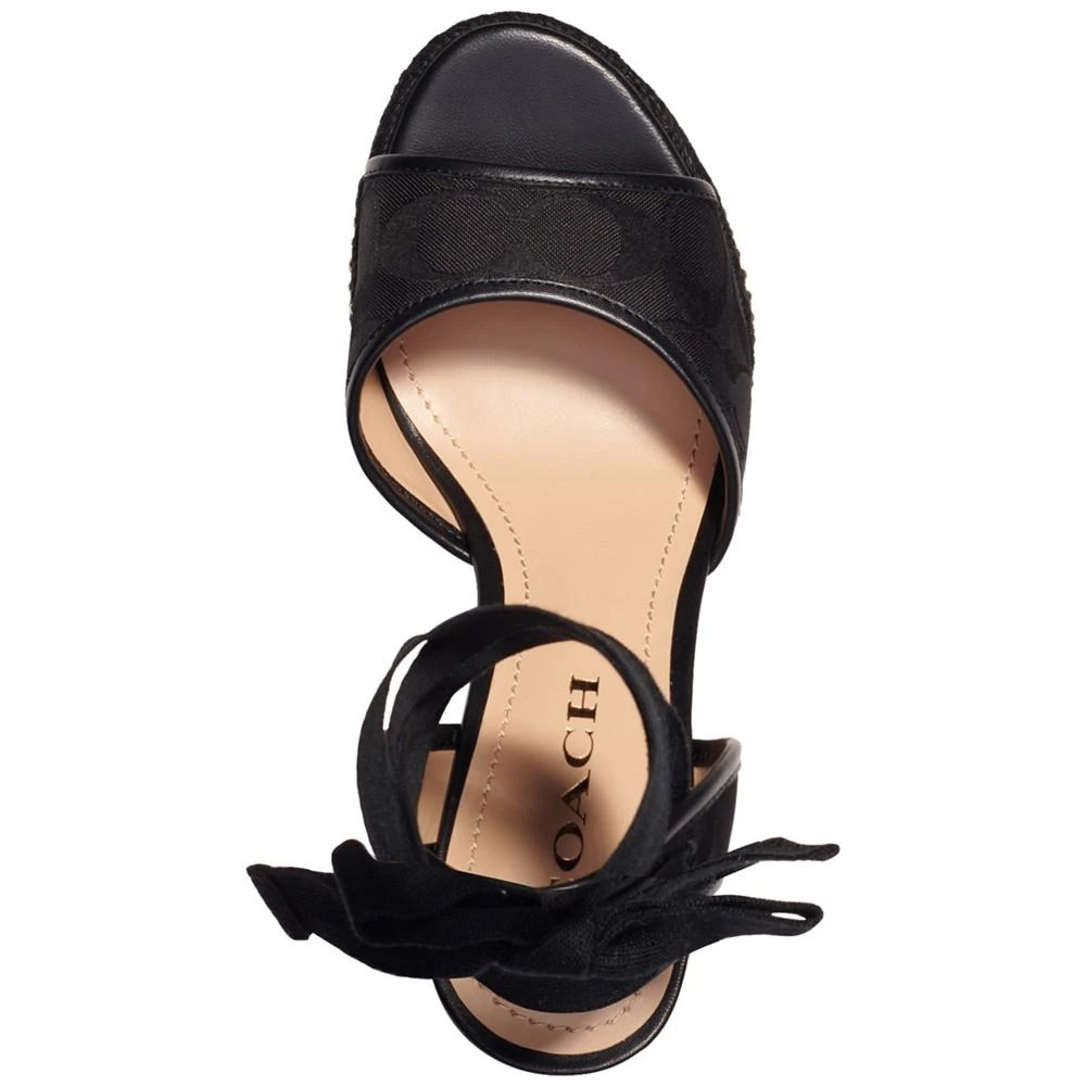 商品Coach|Women's Page Signature Ankle-Tie Wedge Sandals,价格¥846,第4张图片详细描述