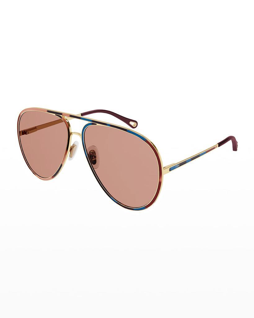 商品Chloé|Metal & Acetate Aviator Sunglasses,价格¥3341,第3张图片详细描述