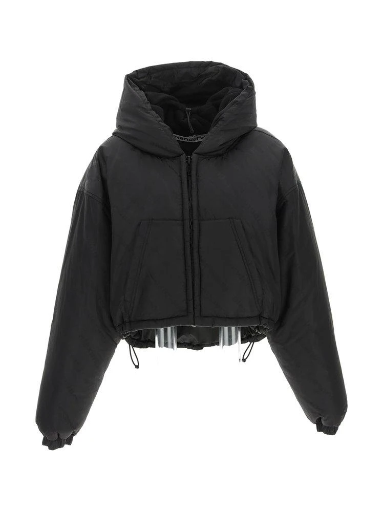 商品Alexander Wang|Alexander Wang All-Over Logo Cropped Puffer Jacket,价格¥4927,第1张图片